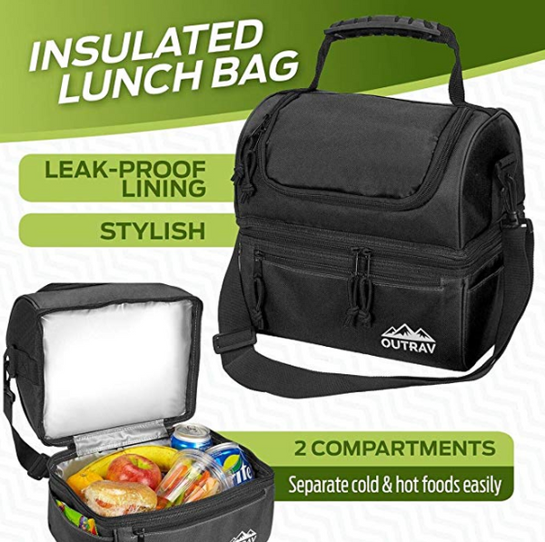 Insulated Lunch Bag w/ Hot & Cold Compartments - Munchie