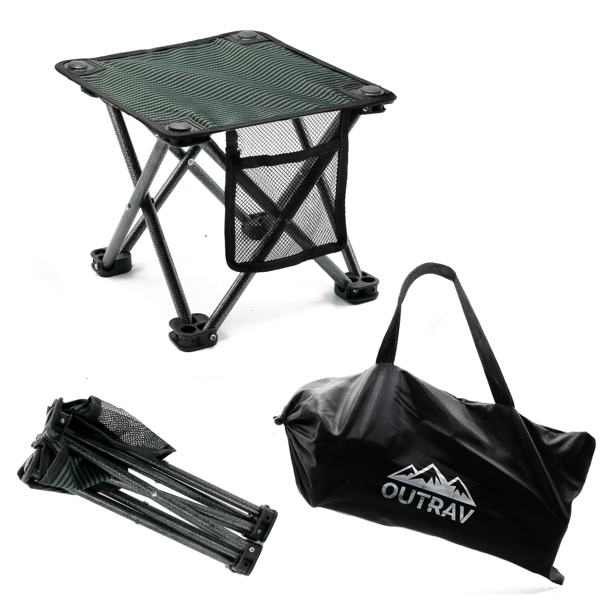 Portable Outdoor Folding Stool Oxford Cloth for Camping Fishing Picnic  Chair with Carry Bag (Black)