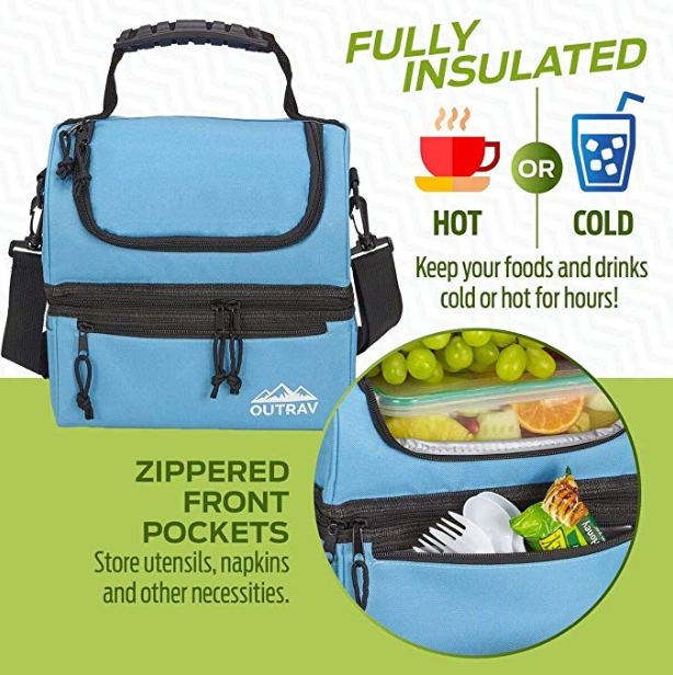 Insulated Lunch Bag w/ Hot & Cold Compartments - Munchie